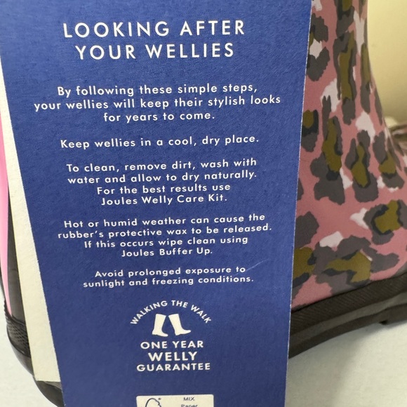 NWT Joules Molly Welly Rain Boots Women's Mid Calf Purple Brown Cheetah Print - Picture 7 of 8